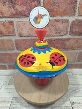 Vintage LBZ 6" Spinning Toy Top Tin Metal West Germany Lady Bug Red Handle