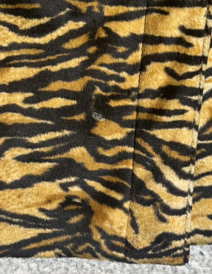 Vtg Guess Faux Fur Tiger Print Snap Coat Women’s Size XL Teal Quilted Lining Dmg - Image 3 of 4