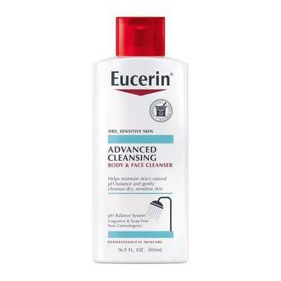 Eucerin Advanced Cleansing Body and Face Cleanser, 16.9 Fl Oz