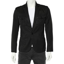 Just Cavalli Black Cotton Trim Detail Blazer L
