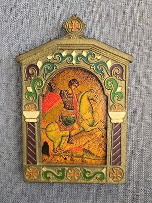 Vintage Antiquariat St George tötet den Drachen gerahmt Deko Kunst