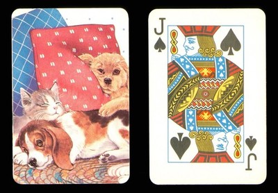 Spielkarte Einzelkarte Hunde und Katze - Pikbube ZR 170