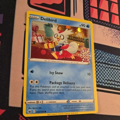 Delibird 032/198 Swirl Holo Holiday Calendar Snowflake Promo  Pokemon Card 