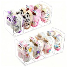 Clear Acrylic Shoe Rack for Closet, Baby Shoe Organizer and Storage, 4 Sectio...