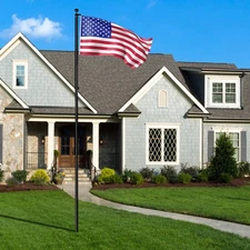 25 ft Sectional Aluminum Flagpole US American USA 2x Flag Pole Black Ball Kit