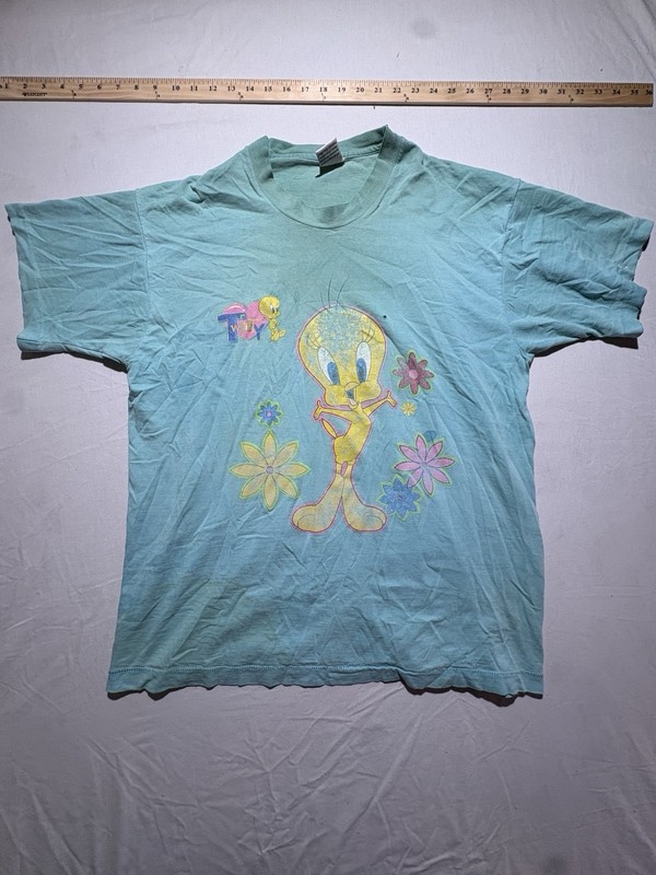 Vintage 1997 Looney Tunes Tweety Bird Single Stitch T Shirt Blue Large