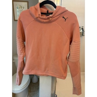 Puma dryCELL Moto Sleeve Hoodie Women's Small Pink Performance Pullover Athletic
