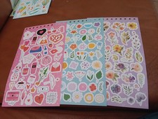 3X STICKERS FOR SCRAPBOOKING/JOURNALS 24x14 CM ST451 /FLOWERS/HAPPY BIRTHDAY