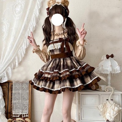 Japanese Lolita Girls Womens JSK Dress Ruffle Kawaii Winter Sweet