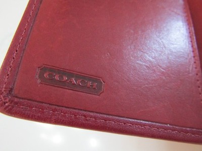 Vintage COACH Bifold Wallet Smooth Leather Red Snap Closure Coin