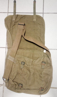 Musette sac Mdle 1950 toile kaki.Armée Française.Indochine/Algérie.stock.VINTAGE