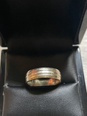 B.Bros (Berker.Bros LTD) strukturierter Bandring 9 kt Weißgold (Größe J1/2)