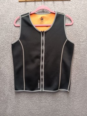 SAUNATEK Sauna Sweat Vest Medium M Black/Gray Full Zip Neoprene Training Tank