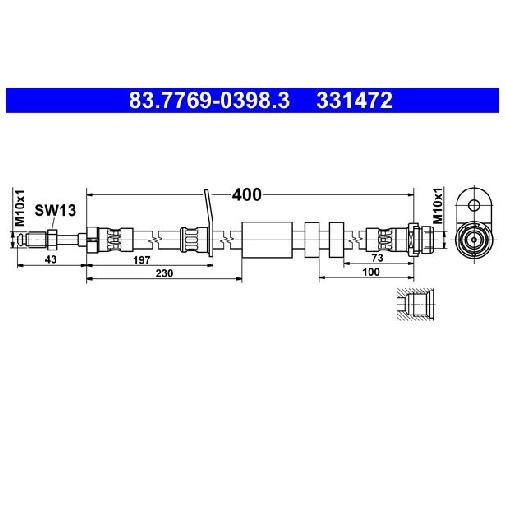 2X Bremsschlauch Vorne FüR Ford Grand DXA 1.0 1.5 1.6 2.0 10 Bis 19 ATE Neu Xtda-image