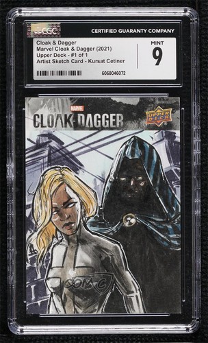 2021 Marvel Cloak & Dagger 1/1 Kursat Cetiner #NNO CGC 9 Mint Auto Sketch p1l