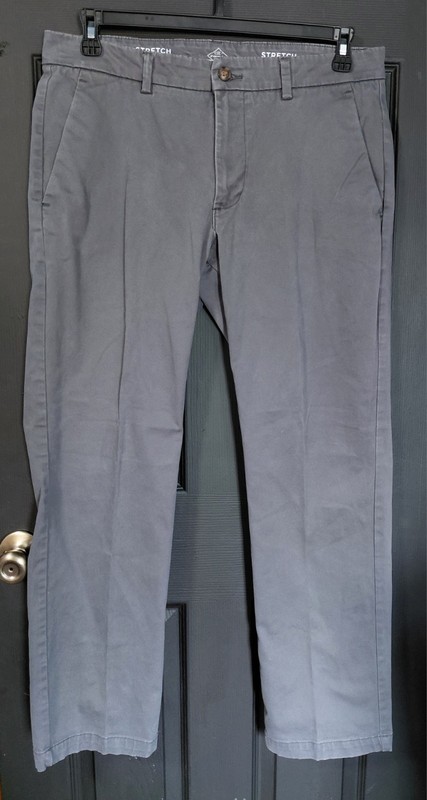 Men's St. John's Bay Gray Chino Pants - 34 x 32 -Straight Fit Stretch 