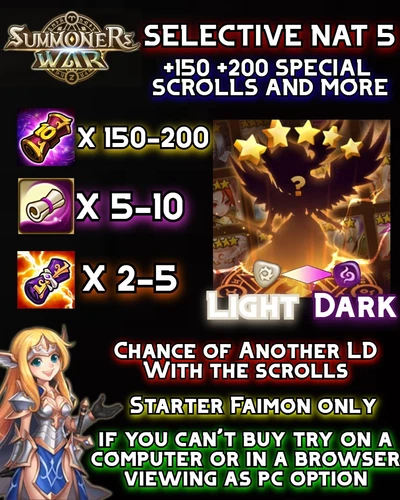 SummonerWar GLOBAL EUROPE LD +150+200 Special Scrolls SELECTIVE (COMPLETE)