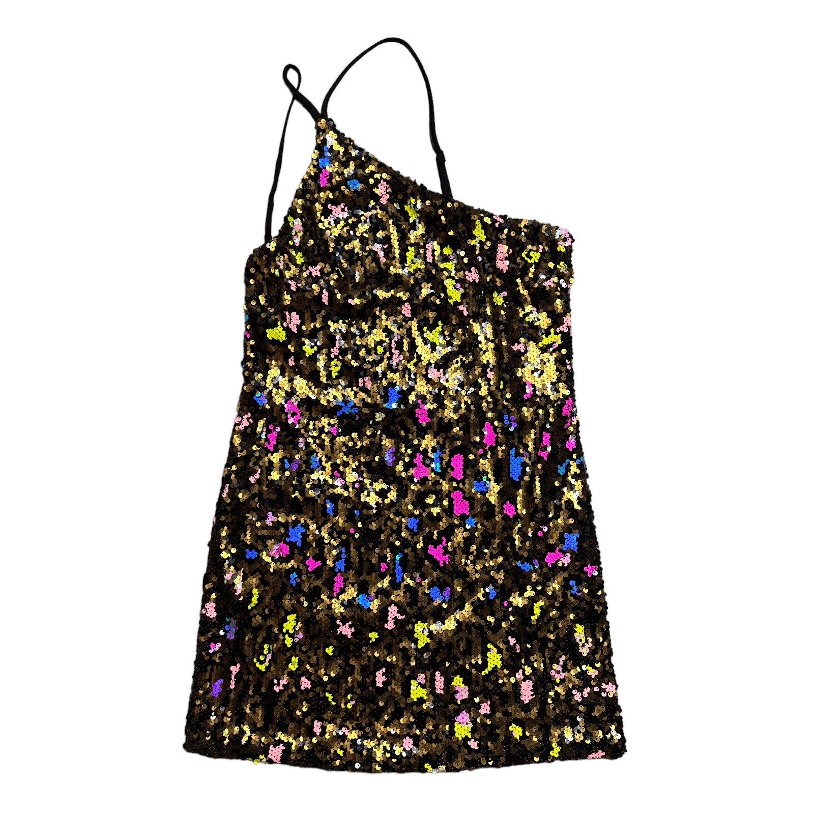 Dress the Population x Cosmopolitan Leopard Sequined One-Shoulder Mini Dress in Size XS-image