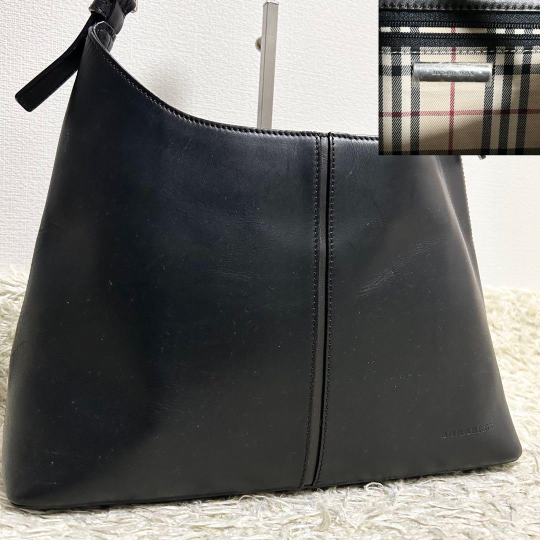 Burberry Handbag One Shoulder Nova Check Black Logo Embossed