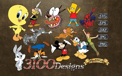 CARTOON DESIGNS, SVG, EPS, PNG, 3200 DESIGNS KONVOLUT, CRICUT VECTOR FILES