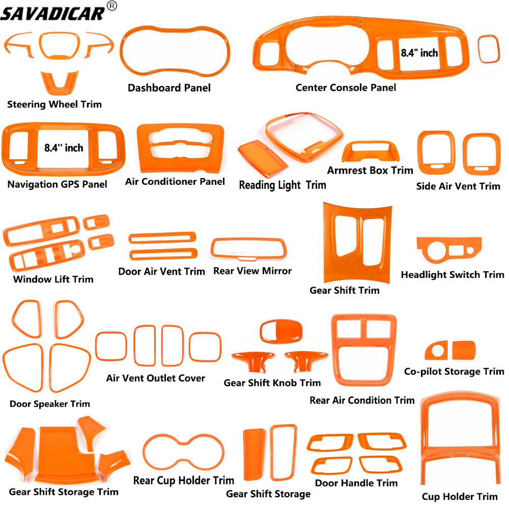 Car Steering Wheel Dash Dashboard Trim for Dodge Charger 15+ orange Accessories