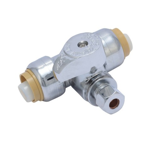 Sharkbite 249a Service Tee Stop Valve 1 2 Inch X 1 2 Inch X 1 4 Inch 1 4