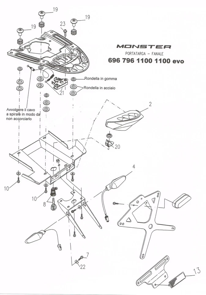 Support Plaque D'Immatriculation Réglable Ducati Monster 696 796 1100 1100EVO - Photo 2/2