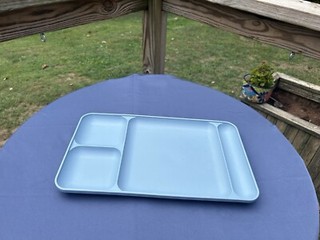 Vintage Tupperware Blue Divided Lunch Dinner Camping Cafeteria Tray