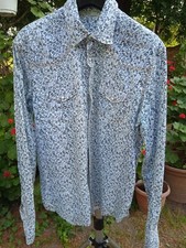 (50) Gaudi Camicia Uomo Motivo Floreale Taglia M Manica Lunga Colore Di Base Blu