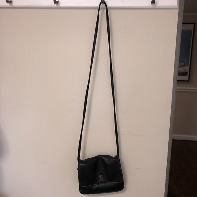 Giani Bernini Crossbody Black Leather Purse Handbag Shoulder Bag strap  damage