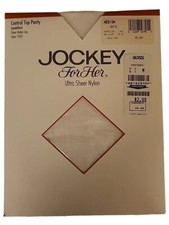 Vintage 1996 Jockey For Her Control Top Pantyhose MEDIUM WHITE Sheer Nylon NEW