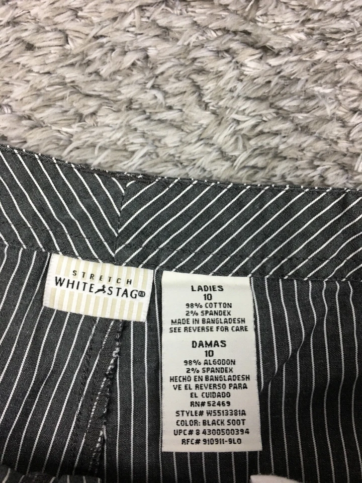 White Stag Capri Pants Womens Size 10 Gray Striped Skimmer Stretch - Image 4 of 4
