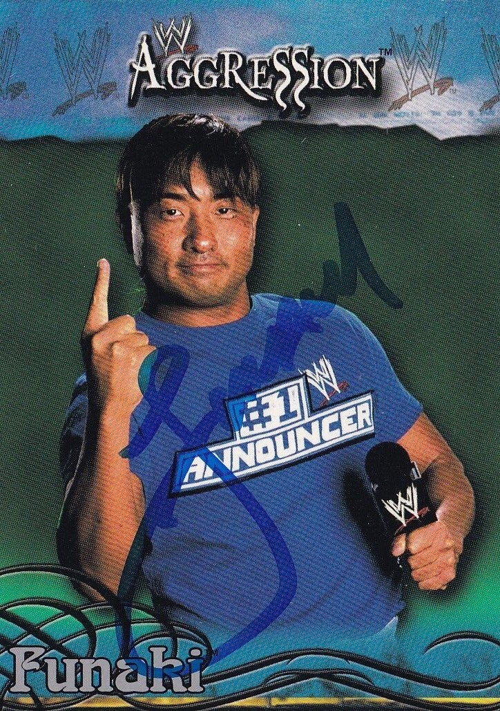 Funaki Signed 2003 Fleer WWE Aggression Card #55 Pro Wrestling Autograph Shoichi