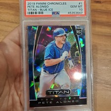 2019 PANINI TITAN CRACK ICE BLUE PRIZM PETE ALONSO ROOKIE RC /99 PSA 10 POP 4
