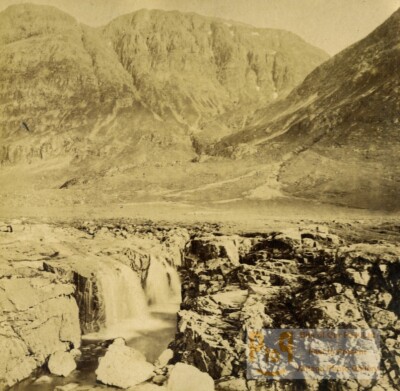 Vereinigtes Königreich Schottland Glencoe Wasserfall altes Foto Stereo Valentinstag 1870