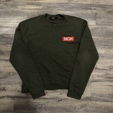 Men s MCM Spell Out Olive Green Pull Over Cre...