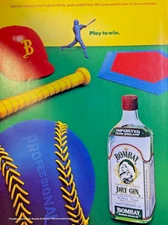 1986 Magazine Advertisement Bombay Dry Gin Baseball Play To Win