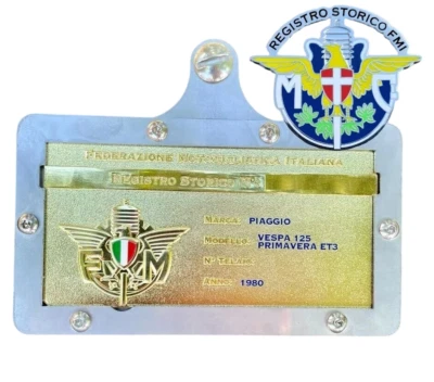 SUPPORTI FERROSI SUPPORTO TARGA ORO CON RILEVO + FIX PER SPILLA FMI IN ACCIAIO SENZA FORARE