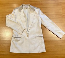 Helmut Lang 'noa' Ladies Leather Trim Jacket Blazer New Bnwt Us 6 Uk 10 £480