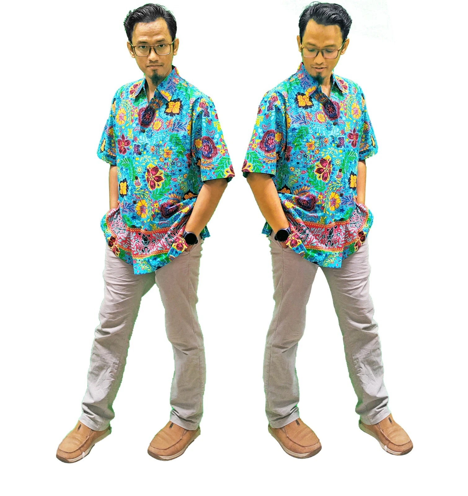 Men RAFFLESSIA Shirt Comfort Print Fit Regular Big Summer Fancy 100% Cotton