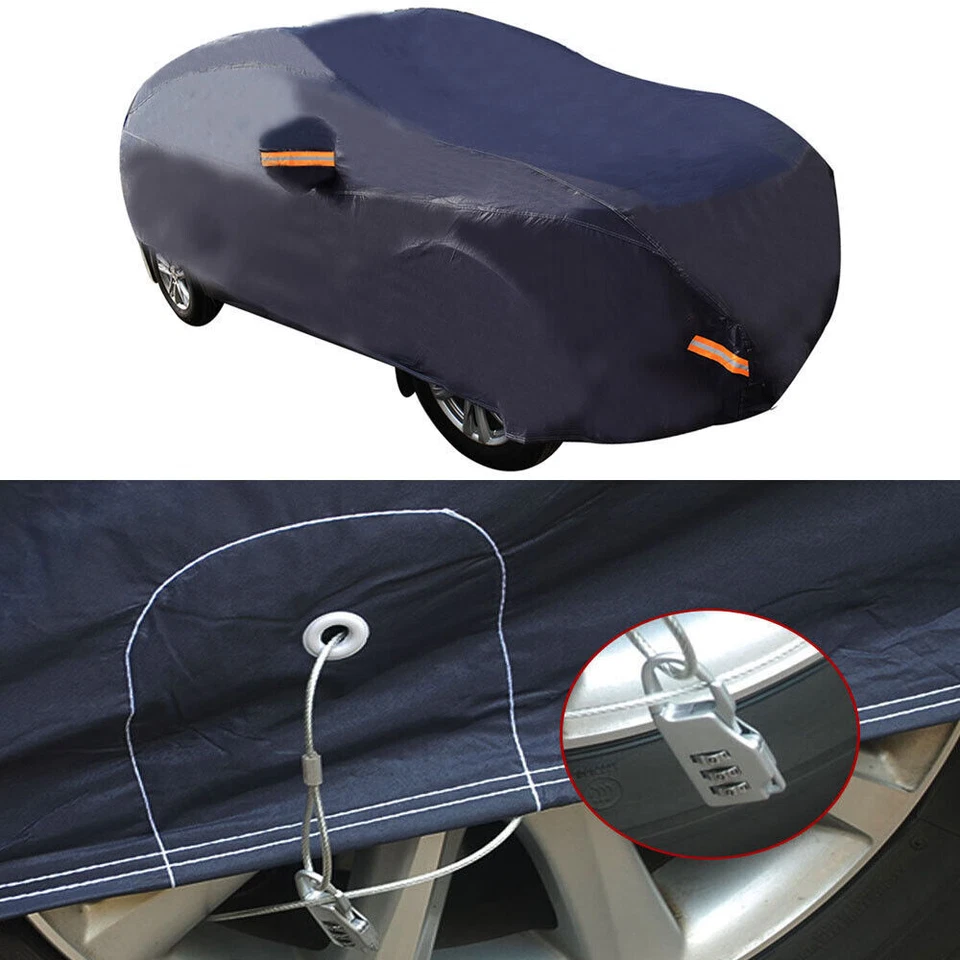 Car Cover Sun UV Dust Snow Rain Resist Waterproof Protection W/Lock - Imagem 2 de 4