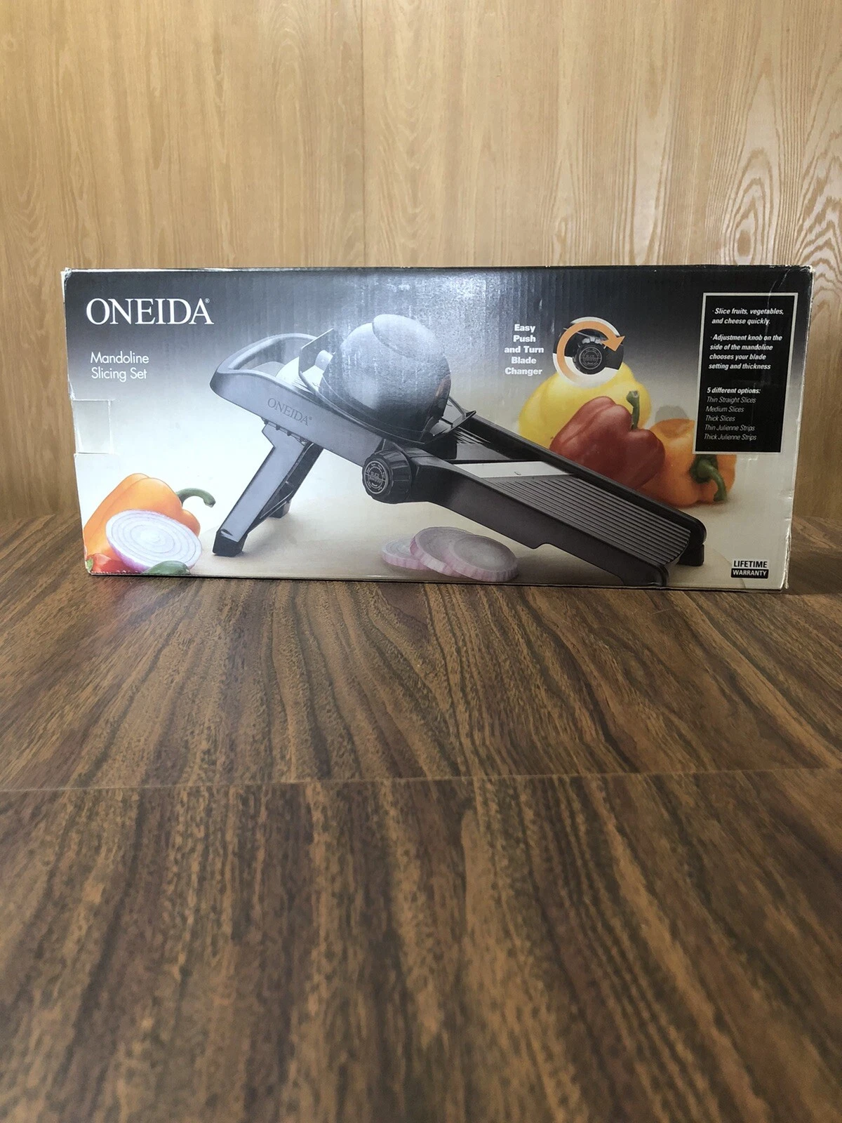 Oneida Chef's Mandoline Cutter Vegetable Options Safe Slice Steel Julienne Black