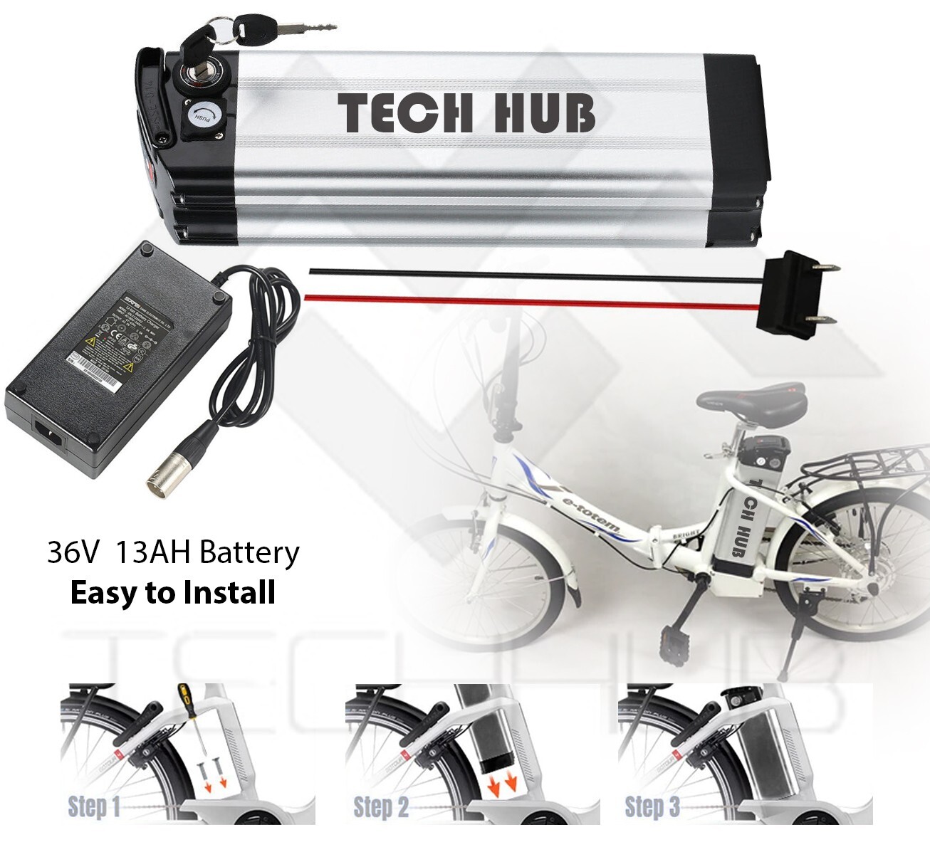 Tech Hub Silverfish ebike ebicycle battery 13ah 36V Electric Bike battery UK eBay