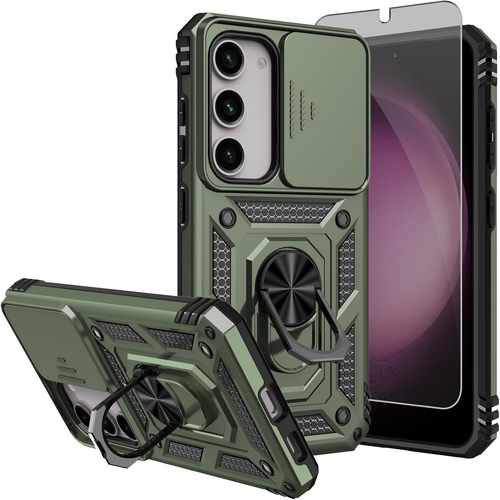 For Samsung Galaxy S23 5G Case with Screen Protector Kickstand Metal Ring Green - Picture 10 of 12