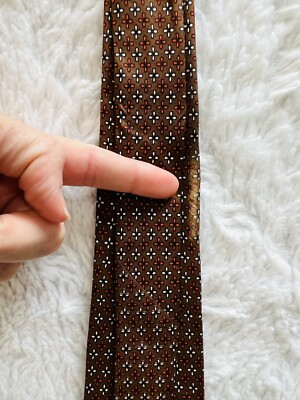 Christian Dior Cravates Tie All Silk Brown Red White Black Floral