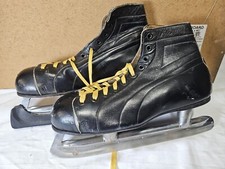 Vintage F.W. Planert Sons Northlight Ice Skates / Black Leather Boots Sz 9