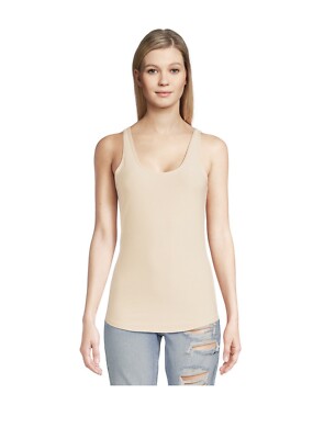  2XLベージュ XS (1) Junior Womens Super Soft Fitted Scoop Neck Beige Tank #4565