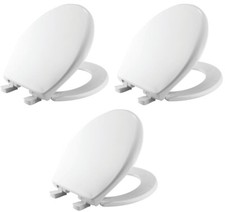 Mayfair 87SLOW000 White Round Slow Close Toilet Seats EZ Clean Hinges - 3 Pack