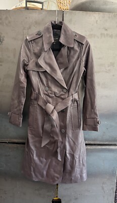 Massimo Dutti Nappa Leather Sheepskin Trench Coat Brown Women’s XS Belt  Long