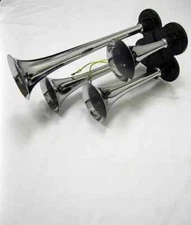 Compact Four Trumpet Chrome Train Air Horn Metal Super Loud Horn Easy To Install